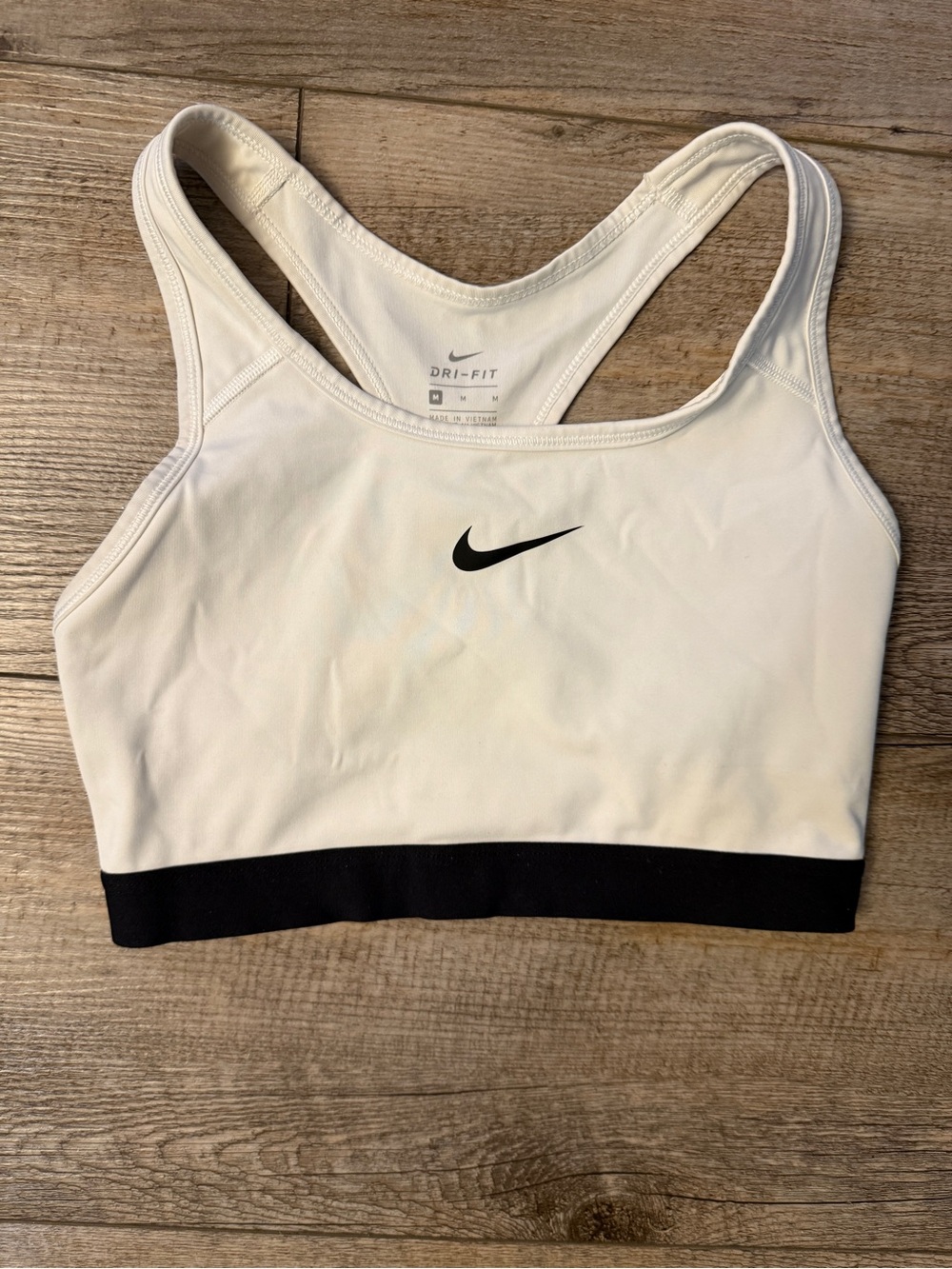 Nike White Sports Bra with Black Underband